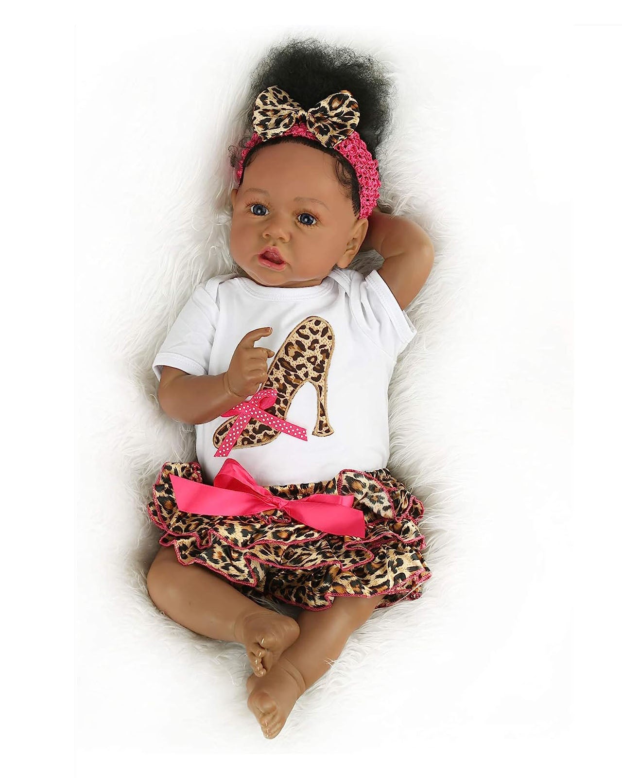 Saakia - 20" Reborn Baby Dolls Black African American Toddlers Girl with Rooted Afro-hair