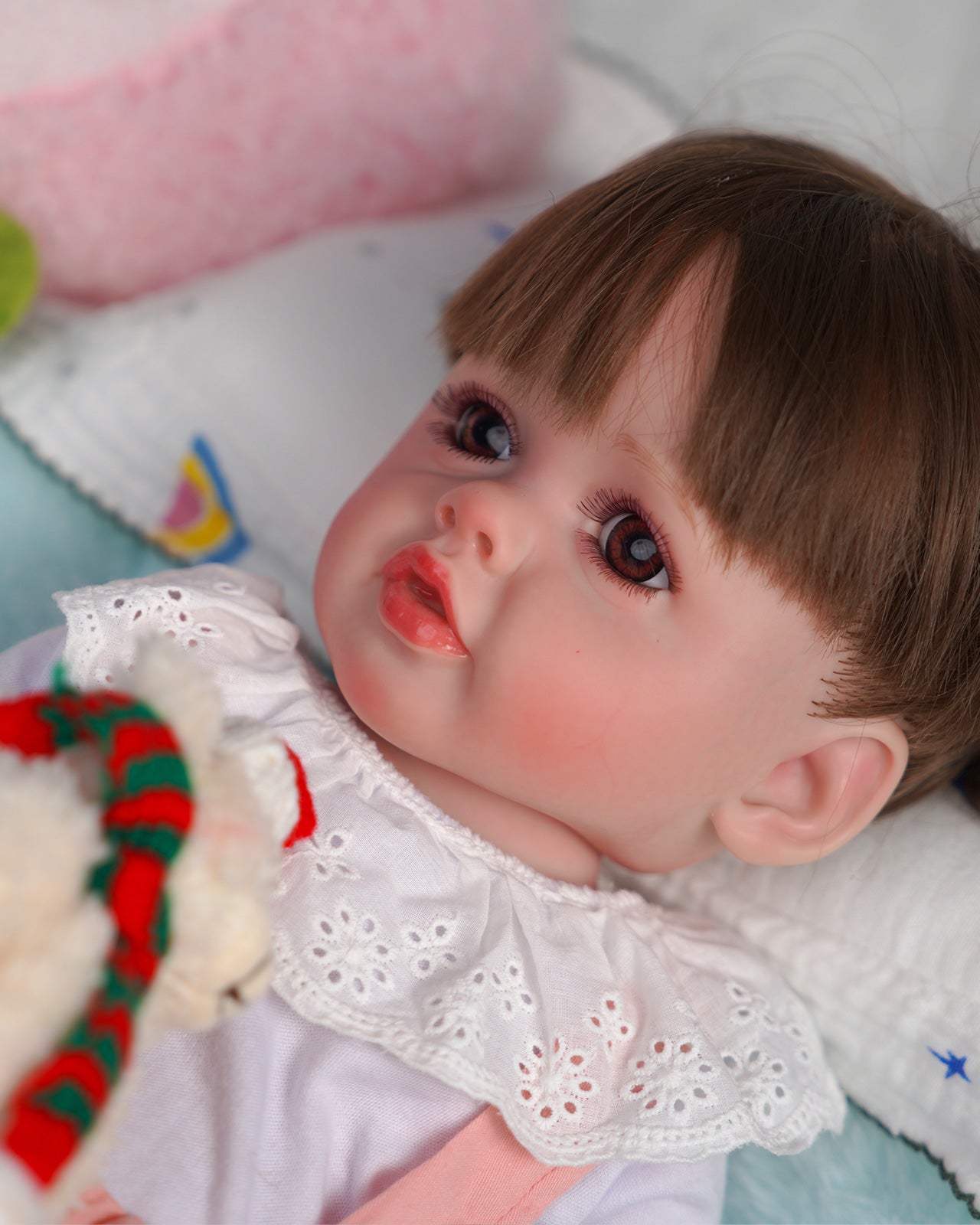 Isabella - 22" Reborn Baby Dolls Shining Big Eyes Toddlers Girl With Rosy Pouty Lips And Long Rooted Hair