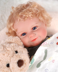 Riley - 24" Reborn Baby Dolls Lively Sweet Smile Newborn Girl With Curly Blonde Hair and Blue Eyes