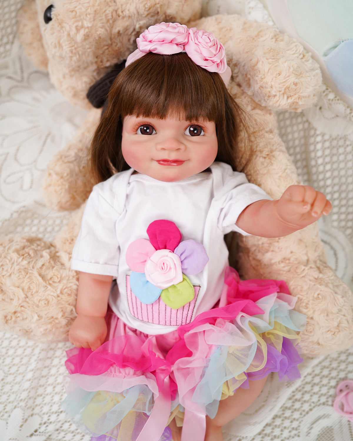 Bernarda - 20" Lifelike Reborn Baby Dolls with Sweet Smile Realistic Newborn Baby Dolls Handmade Baby Feeling Real Life Baby Dolls Girl