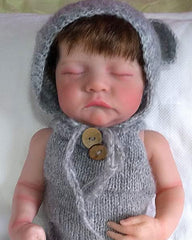 Simuni - 17" Reborn Asleep Baby Boy Real Lifelike Silicone Vinyl Body Reborn Doll