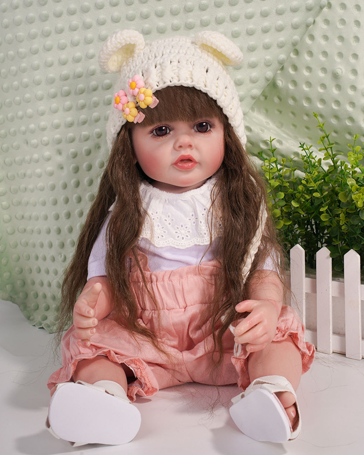Isabella - 22" Reborn Baby Dolls Shining Big Eyes Toddlers Girl With Rosy Pouty Lips And Long Rooted Hair