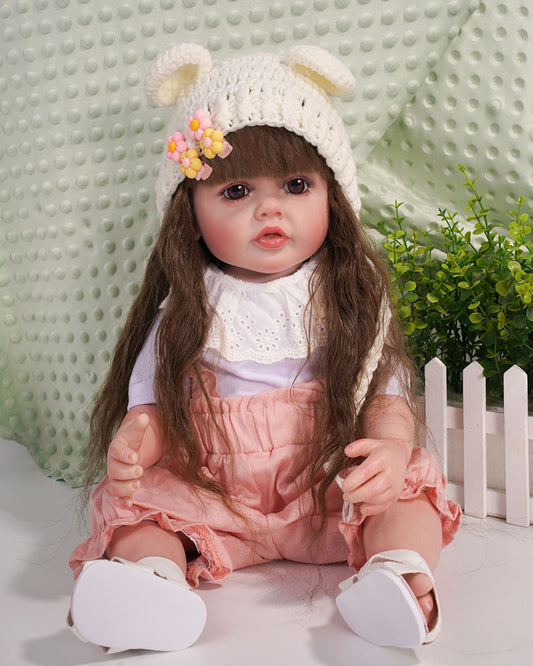 Isabella - 22" Reborn Baby Dolls Shining Big Eyes Toddlers Girl with Rosy Pouty Lips and Long Rooted Hair