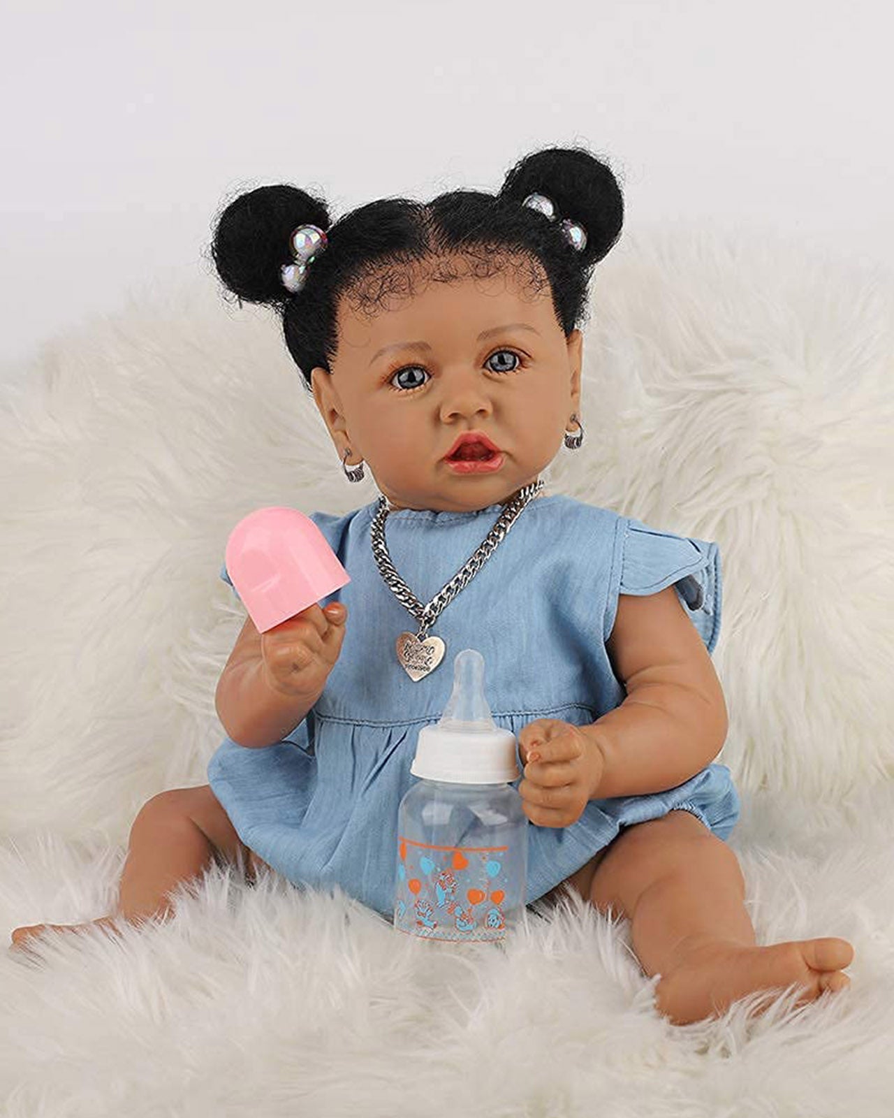 Nevaeh - 20" Reborn Baby Dolls Awake African American Newborn Girl with Real Lifelike Soft Weighted Body