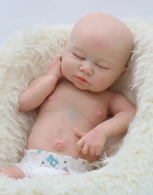 Margery - 18" Full Silicone Reborn Baby Dolls Platinum Silicone Real Newborn Girl with Sleeping Face