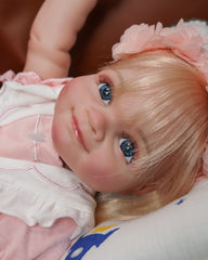 Kitty - 20" Reborn Baby Doll Finished Open Eyes Cute Realistic Dolls, Cloth Body, Premium Make-up, Handmade 3D Skin