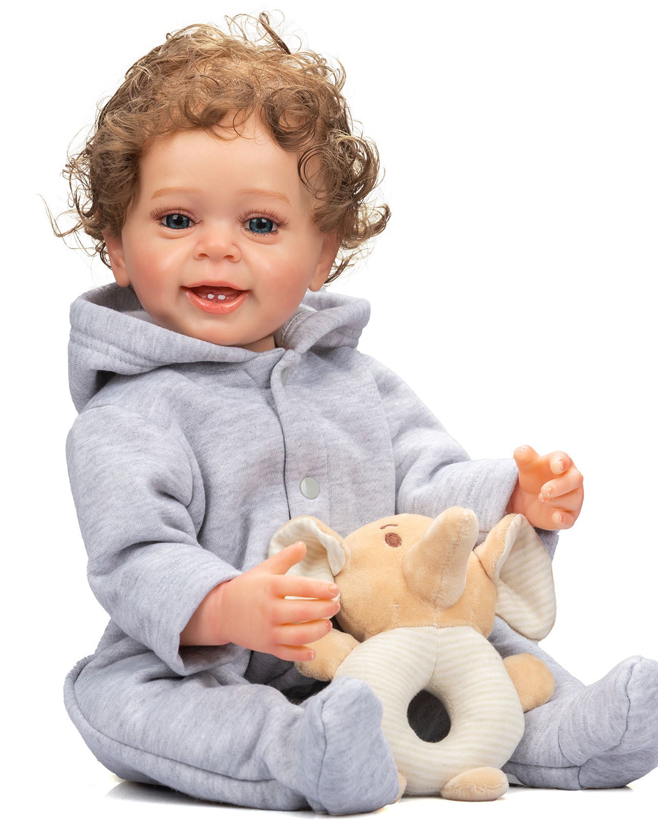 Carter - 22" Reborn Baby Dolls Flexible Soft Touch Cuddly Toddlers Boy with Adorable Milk Teeth