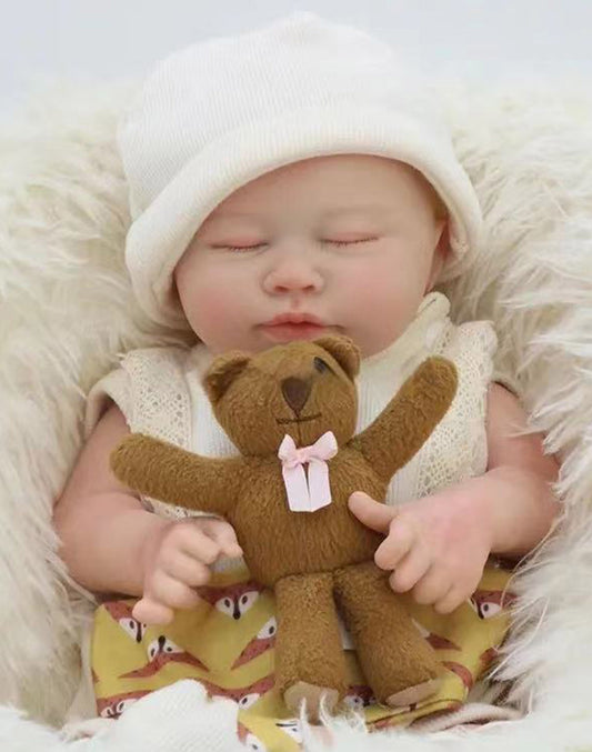 Margery - 18" Full Silicone Reborn Baby Dolls Platinum Silicone Real Newborn Girl with Sleeping Face