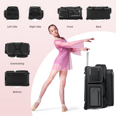 Dance Bag with Garment Rack, 28" Dance Costumes Rolling Garment Bags For Travel, Garment Duffle Bag For Dance Competition Travel Bag with Garment Rack (Black with Light Purple Trim)