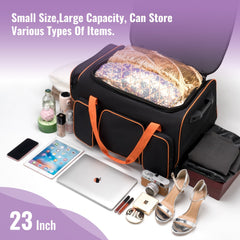 Dance Bag with Garment Rack, 23" Dance Costumes Rolling Garment Bags For Travel, Garment Duffle Bag For Dance Competition Travel Bag with Garment Rack (Black with Orange Trim)