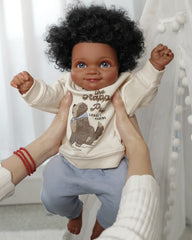 Asuman - Black Reborn Baby Dolls - 20 Inch African American Realistic Reborn Boy, Lifelike Newborn Doll That Look Real Weighted Soft Body