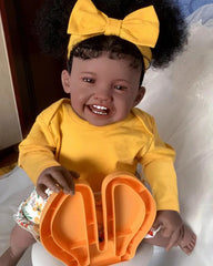 Nuria - 24" Reborn Baby Dolls Realistic African American Baby Girl Doll with Soft Cloth Body