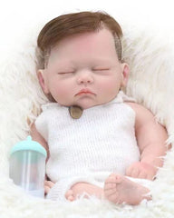 Cary - 18" Full Silicone Reborn Baby Dolls Sleeping Soft Flexible Newborn Boy with Hand-rooted Hair