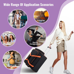 Dance Bag with Garment Rack, 23" Dance Costumes Rolling Garment Bags For Travel, Garment Duffle Bag For Dance Competition Travel Bag with Garment Rack (Black with Orange Trim)