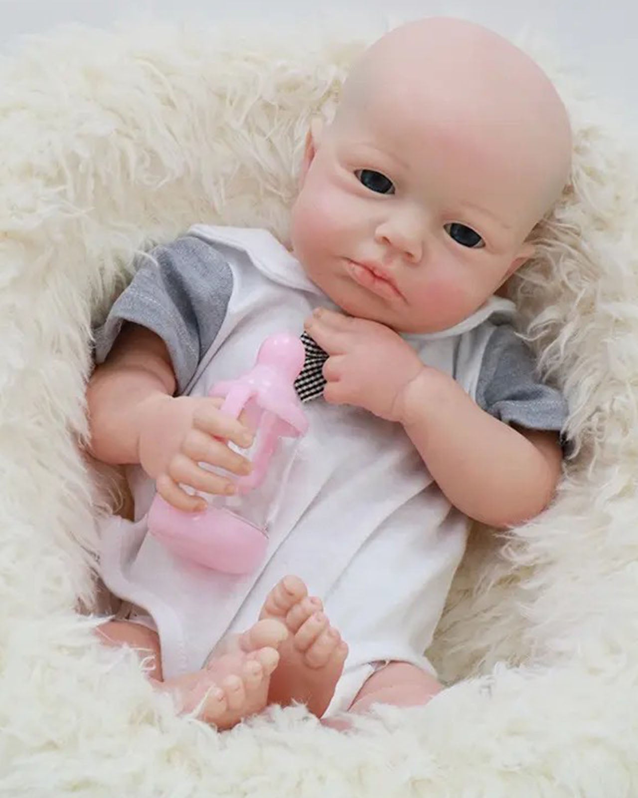 Alexander - 18" Full Silicone Reborn Baby Dolls Weighted Realistic Newborn Boy with 3D Skin Body