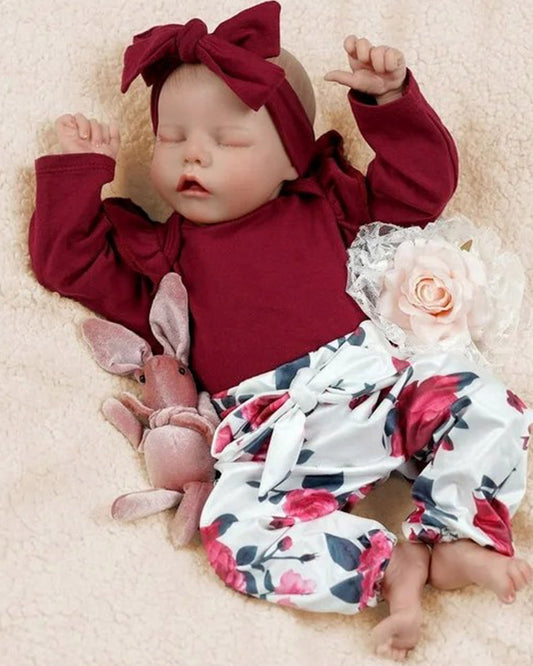 Caroline - 18" Reborn Baby Doll Realistic Sleeping Newborn Girl with Slightly Open Mouth