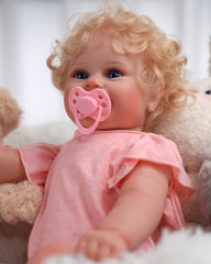Riley - 20" Reborn Baby Dolls Lively Sweet Smile Newborn Girl With Curly Blonde Hair and Blue Eyes
