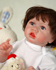Saskia - 22" Reborn Baby Dolls Fluffy Soft Hand-rooted Hair Cute Toddlers Girl with Cute Pouty Mouth