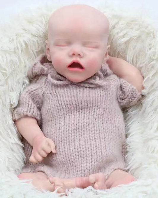 Cecily - 18" Full Silicone Reborn Baby Dolls Flexible Awake Newborn Girl with Soft Touch Full Silicone Body