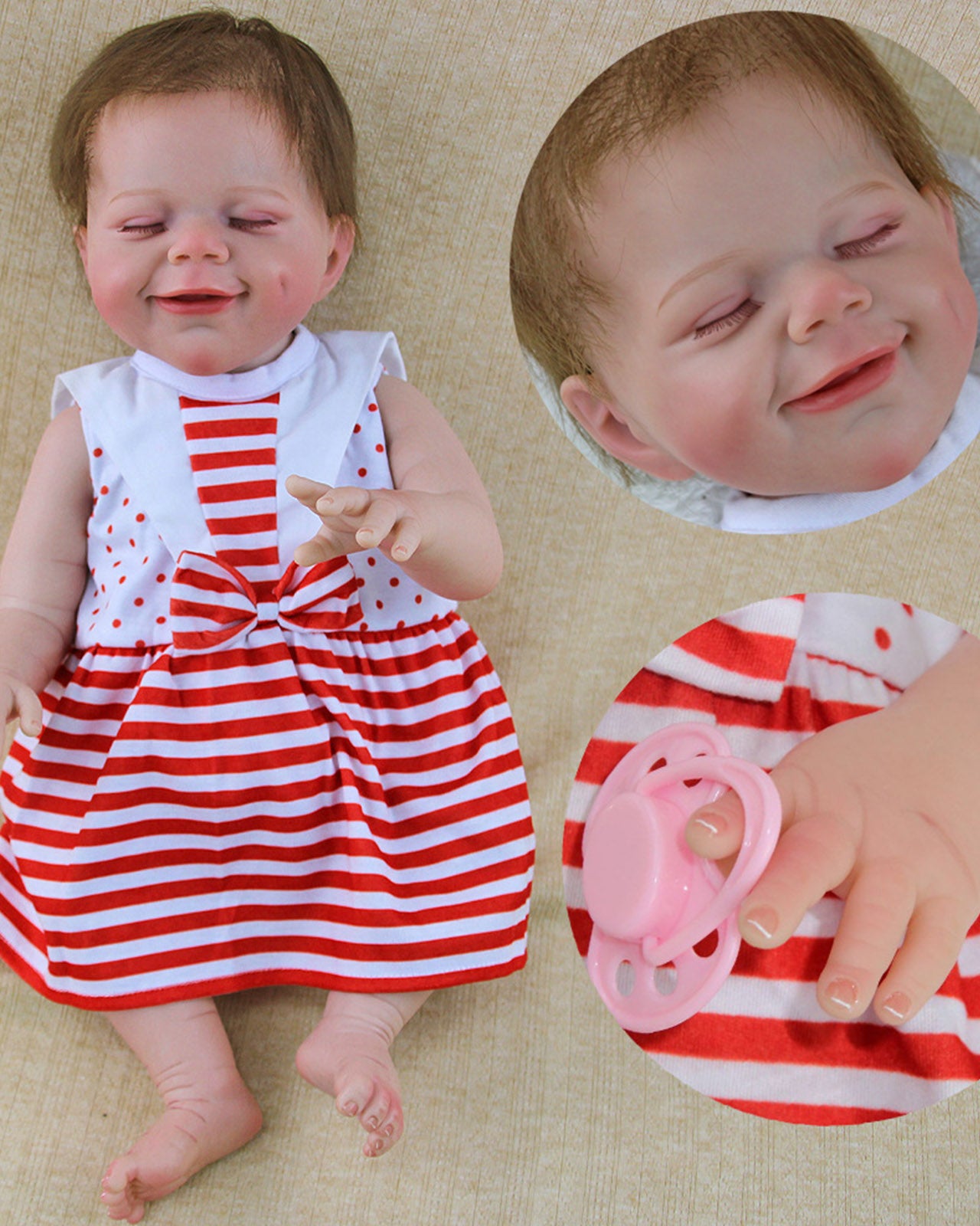 Demi - 18" Reborn Baby Dolls Smiling Newborn Girl Possessing an Angelic Sleeping Face