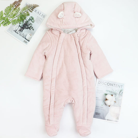 (Buy 1 get 1 at 50% off) Cartoon Bear Ear Fleece Warm Hooded Romper Clothes for 20"-24" Reborn Baby Dolls