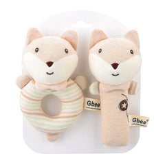 2 Pcs Plush Baby Soft Rattle Toys with Bell and Rattle Paper