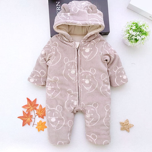 (Buy 1 get 1 at 50% off) Cartoon Bear Ear Fleece Warm Hooded Romper Clothes For 22" Reborn Baby Dolls