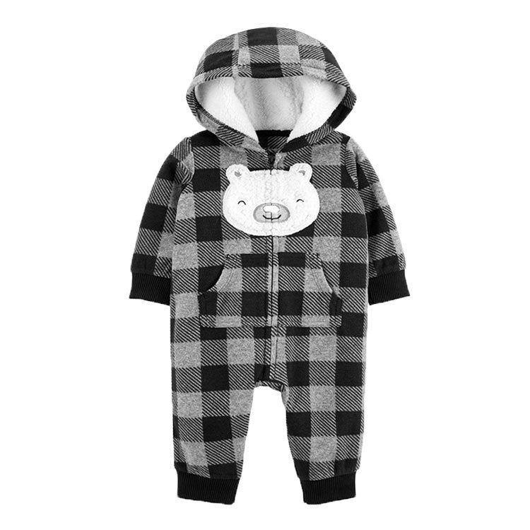 (Buy 1 get 1 at 50% off) Black and White Plaid Sleeved Crawl Suit Clothes For 24" Reborn Baby Dolls