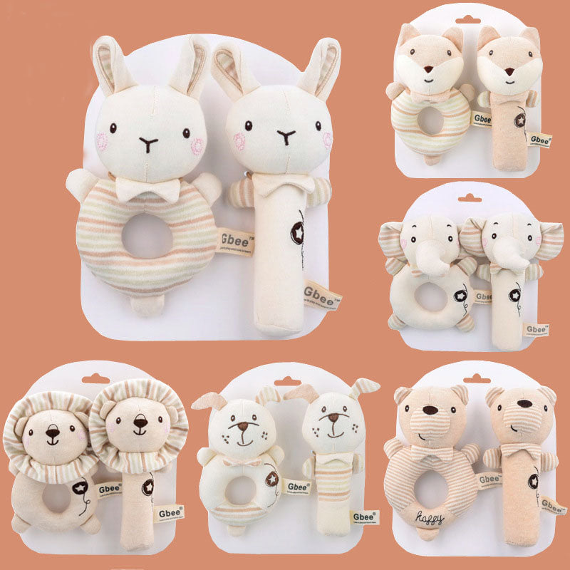 2 Pcs Plush Baby Soft Rattle Toys with Bell and Rattle Paper