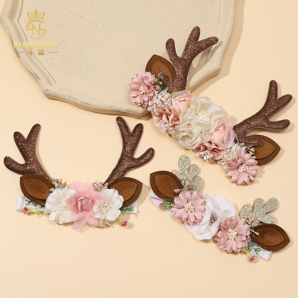 (Buy 1 get 1 at 50% off) Christmas Elk Baby Headband for Reborn Baby Dolls